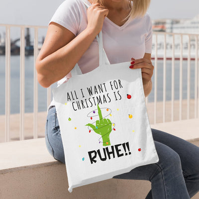 Bild: Baumwolltasche - Grinch - All I want for Christmas is Ruhe! (Mittelfinger) Geschenkidee