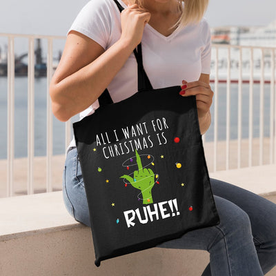 Bild: Baumwolltasche - Grinch - All I want for Christmas is Ruhe! (Mittelfinger) Geschenkidee