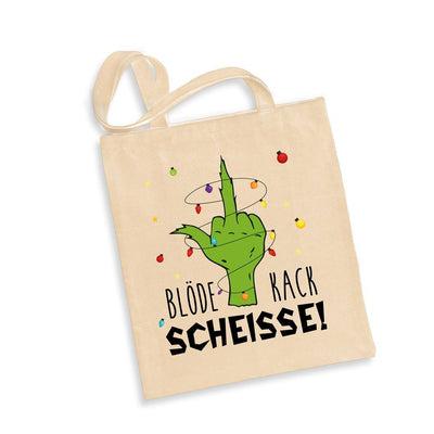 Bild: Baumwolltasche - Grinch - Blöde Kackscheisse! (Mittelfinger) Geschenkidee