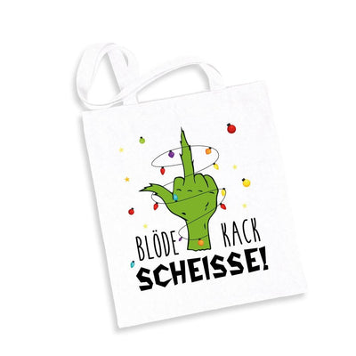 Bild: Baumwolltasche - Grinch - Blöde Kackscheisse! (Mittelfinger) Geschenkidee