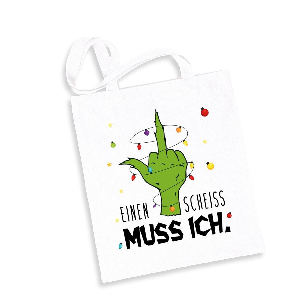 Bild: Baumwolltasche - Grinch - Einen Scheiss muss ich. (Mittelfinger) Geschenkidee