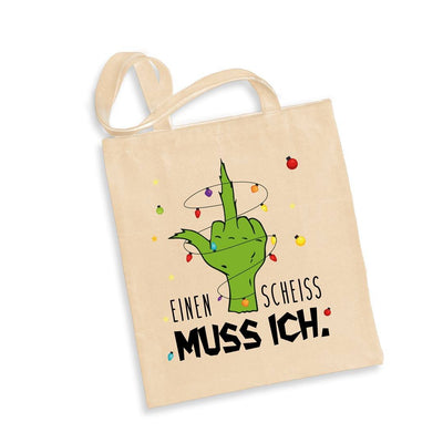 Bild: Baumwolltasche - Grinch - Einen Scheiss muss ich. (Mittelfinger) Geschenkidee