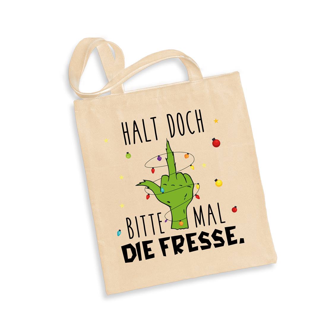 Bild: Baumwolltasche - Grinch - Halt doch bitte mal die Fresse. (Mittelfinger) Geschenkidee