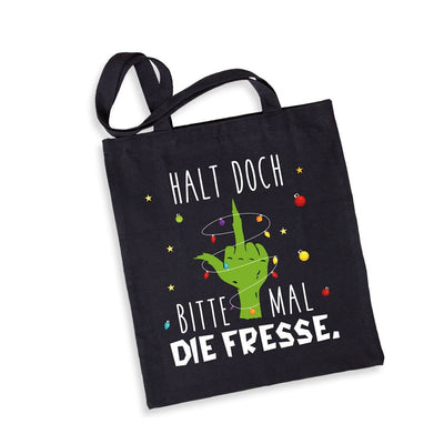 Bild: Baumwolltasche - Grinch - Halt doch bitte mal die Fresse. (Mittelfinger) Geschenkidee