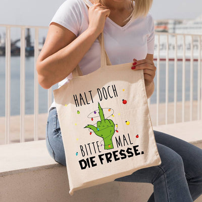 Bild: Baumwolltasche - Grinch - Halt doch bitte mal die Fresse. (Mittelfinger) Geschenkidee