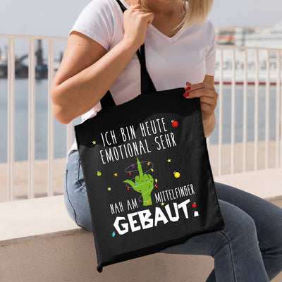 Bild: Baumwolltasche - Grinch - Ich bin heute emotional sehr nah am Mittelfinger gebaut. Geschenkidee