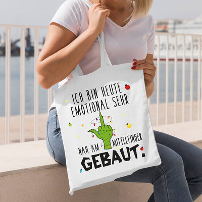 Bild: Baumwolltasche - Grinch - Ich bin heute emotional sehr nah am Mittelfinger gebaut. Geschenkidee