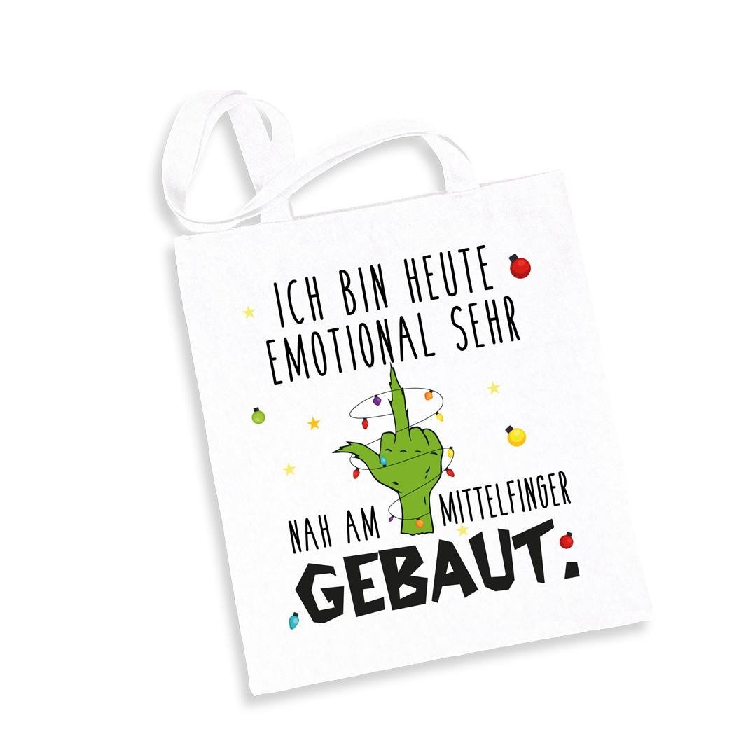 Bild: Baumwolltasche - Grinch - Ich bin heute emotional sehr nah am Mittelfinger gebaut. Geschenkidee