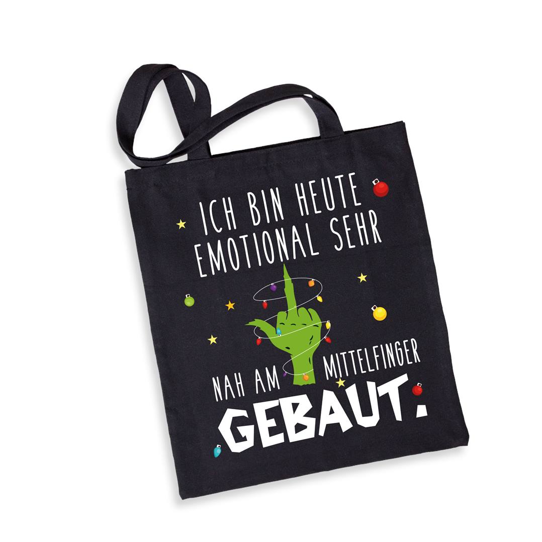 Bild: Baumwolltasche - Grinch - Ich bin heute emotional sehr nah am Mittelfinger gebaut. Geschenkidee