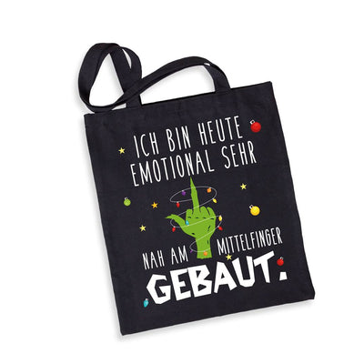 Bild: Baumwolltasche - Grinch - Ich bin heute emotional sehr nah am Mittelfinger gebaut. Geschenkidee