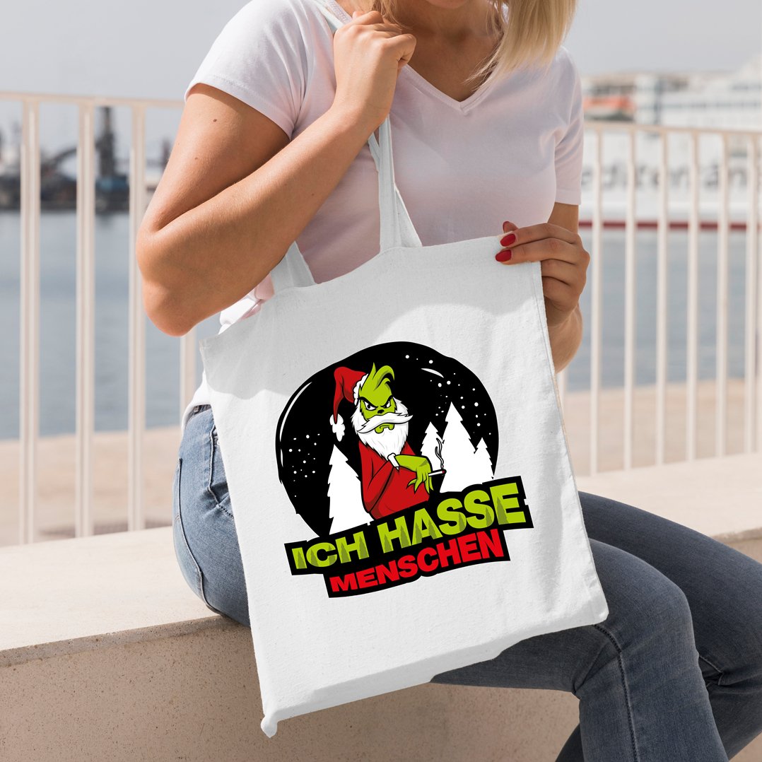 Bild: Baumwolltasche - Grinch - Ich hasse Menschen Geschenkidee