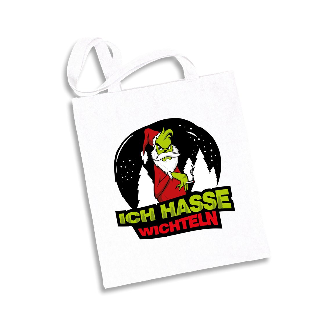 Bild: Baumwolltasche - Grinch - Ich hasse Wichteln Geschenkidee