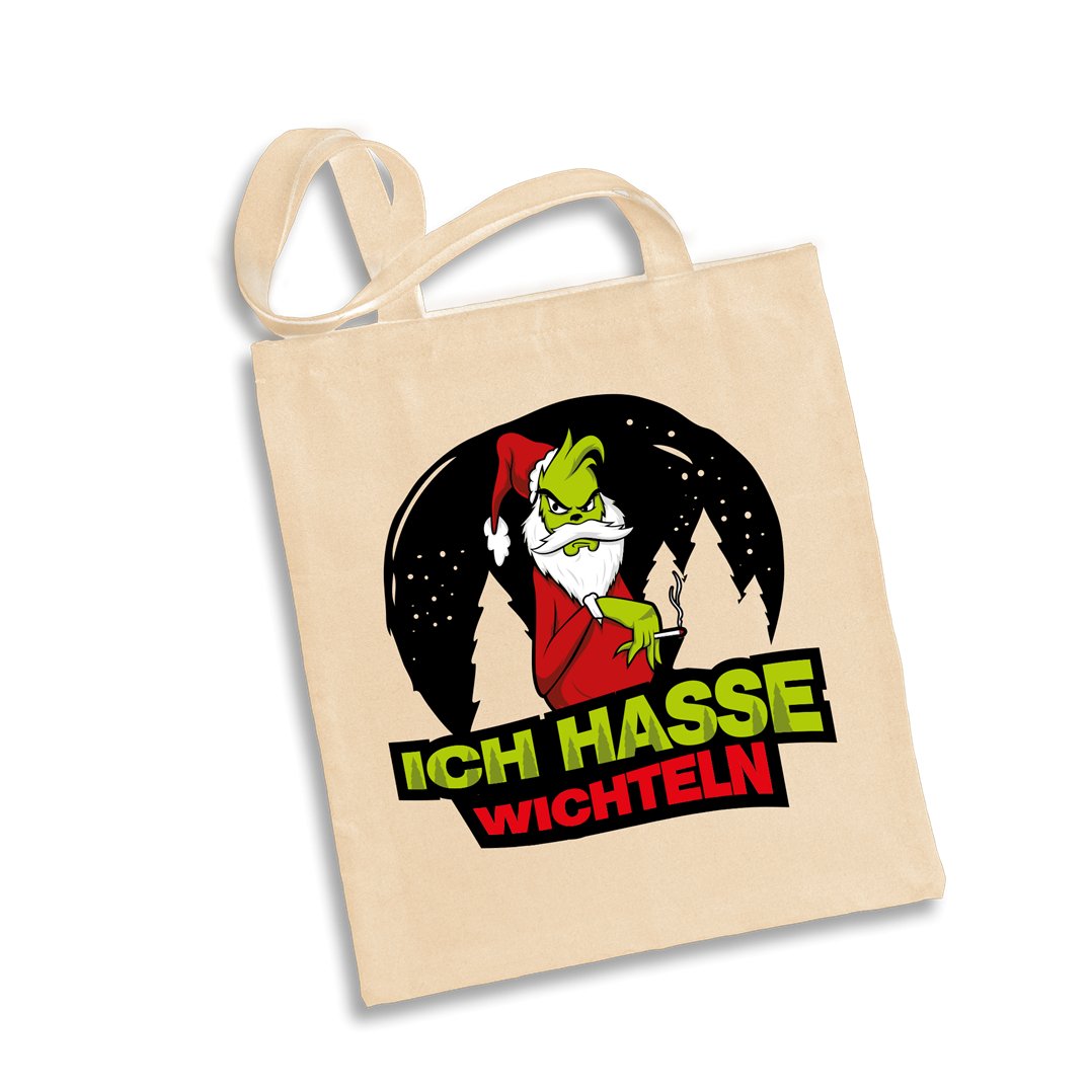 Bild: Baumwolltasche - Grinch - Ich hasse Wichteln Geschenkidee