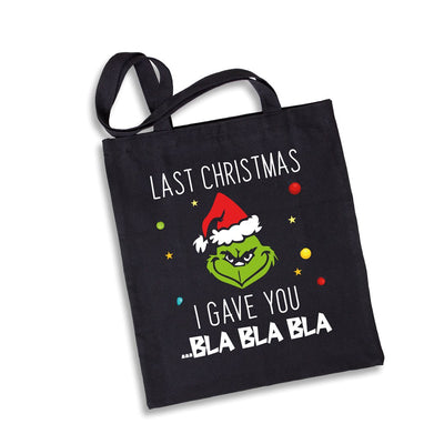 Bild: Baumwolltasche - Grinch - Last Christmas I gave you ...bla bla bla (Gesicht) Geschenkidee