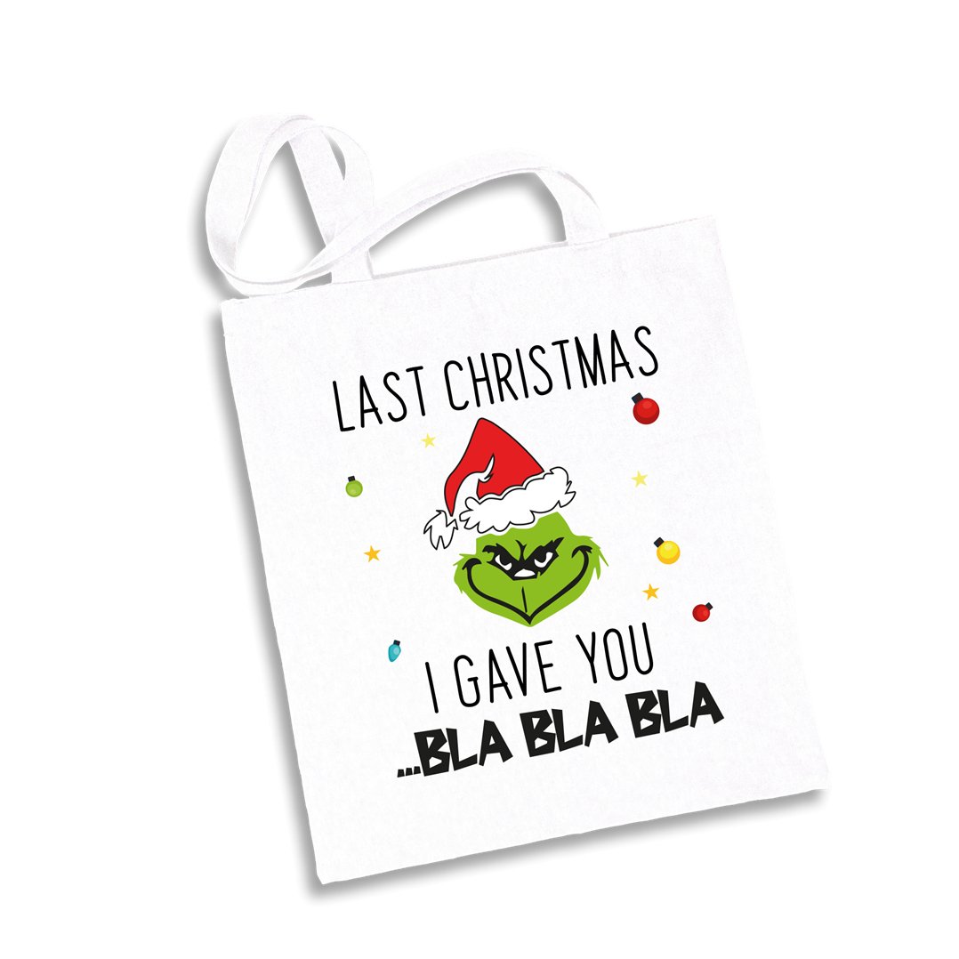 Bild: Baumwolltasche - Grinch - Last Christmas I gave you ...bla bla bla (Gesicht) Geschenkidee