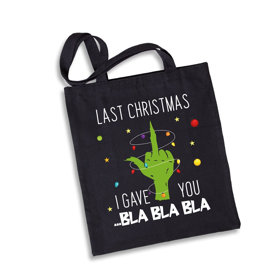 Bild: Baumwolltasche - Grinch - Last Christmas I gave you ...bla bla bla (Mittelfinger) Geschenkidee