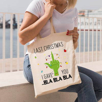 Bild: Baumwolltasche - Grinch - Last Christmas I gave you ...bla bla bla (Mittelfinger) Geschenkidee