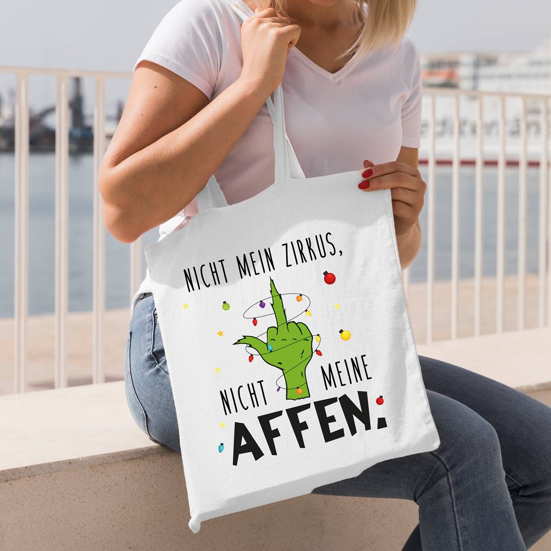 Bild: Baumwolltasche - Grinch - Nicht mein Zirkus, nicht meine Affen. (Mittelfinger) Geschenkidee