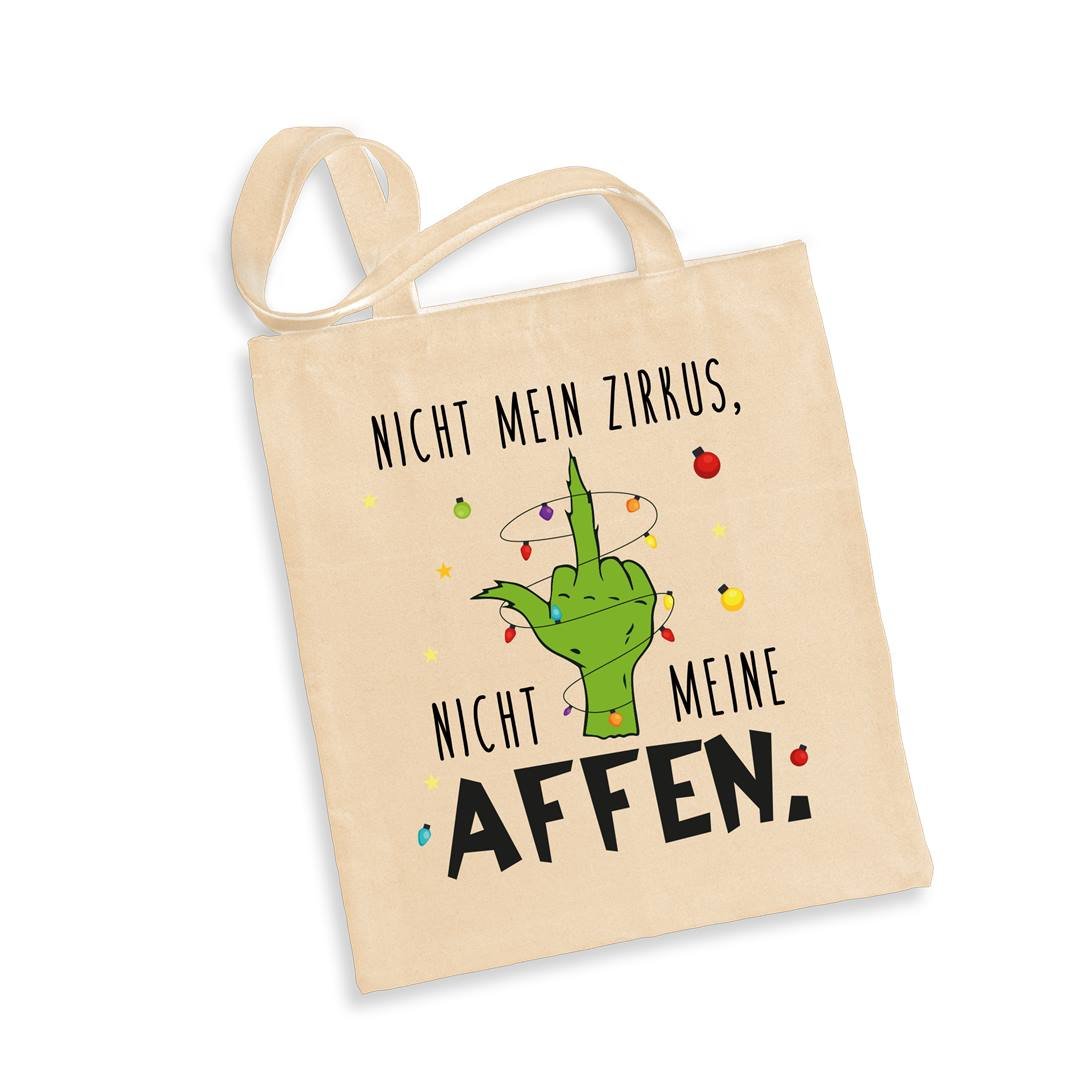 Bild: Baumwolltasche - Grinch - Nicht mein Zirkus, nicht meine Affen. (Mittelfinger) Geschenkidee