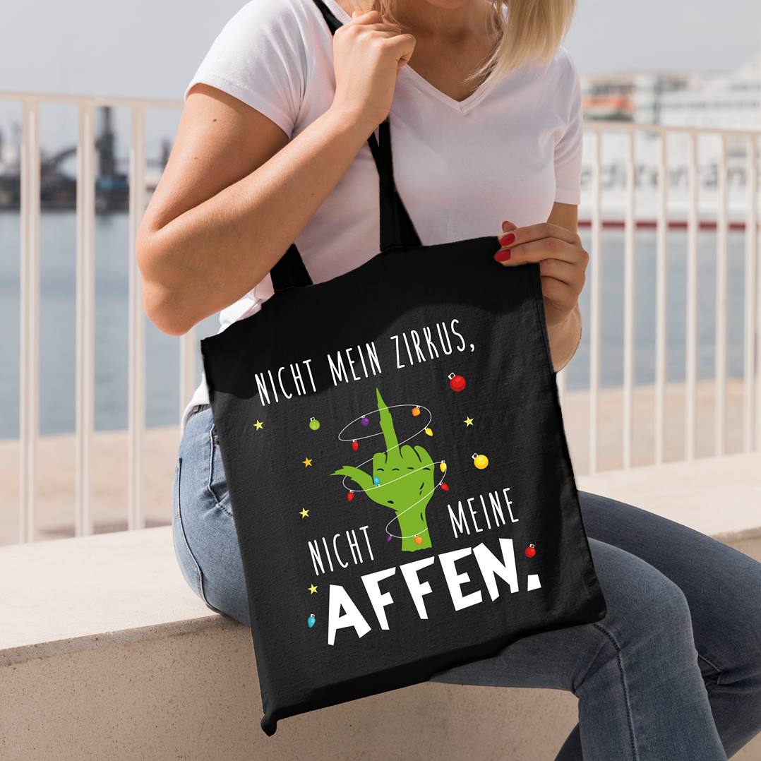 Bild: Baumwolltasche - Grinch - Nicht mein Zirkus, nicht meine Affen. (Mittelfinger) Geschenkidee