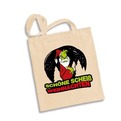 Bild: Baumwolltasche - Grinch - Schöne scheiß Weihnachten Geschenkidee