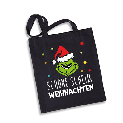 Bild: Baumwolltasche - Grinch - Schöne scheiß Weihnachten (Gesicht) Geschenkidee