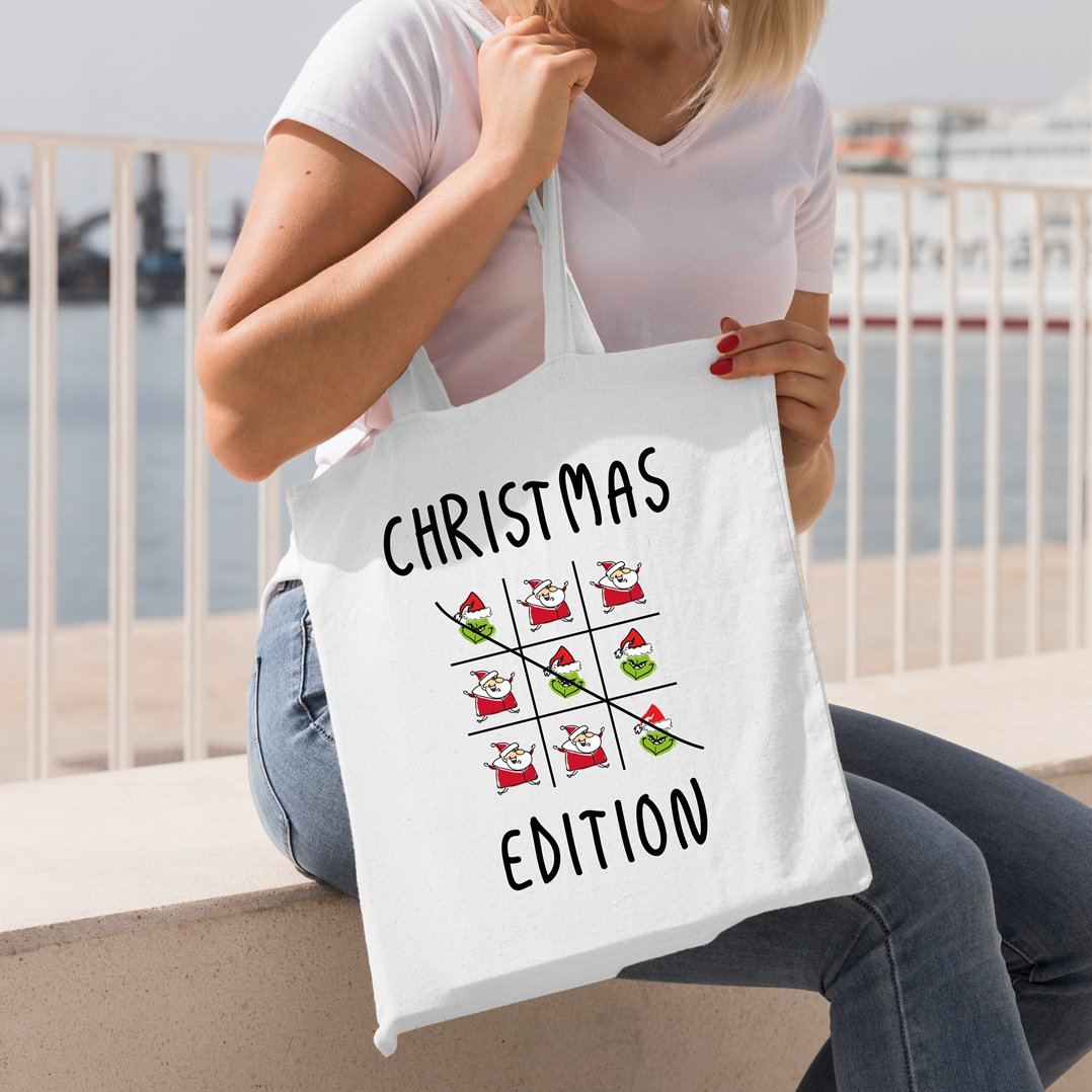 Bild: Baumwolltasche - Grinch - Tic-Tac-Toe - Christmas Edition Geschenkidee