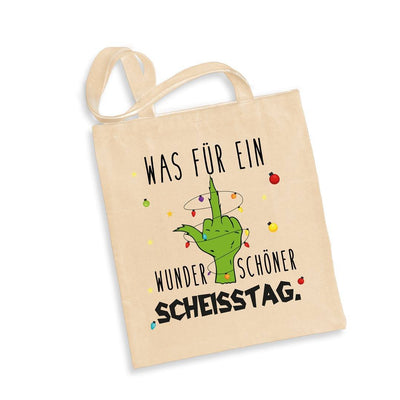 Bild: Baumwolltasche - Grinch - Was für ein wunderschöner Scheisstag. (Mittelfinger) Geschenkidee