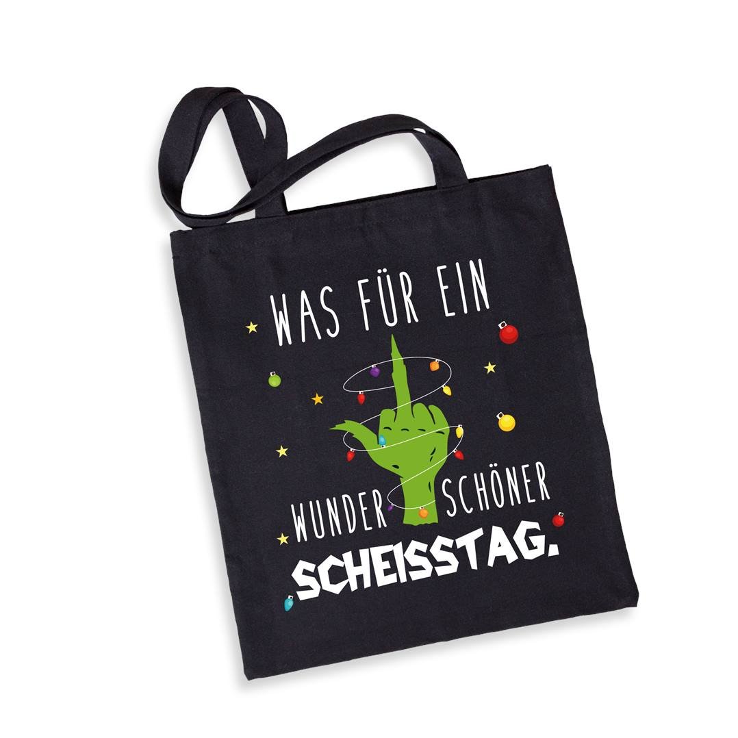 Bild: Baumwolltasche - Grinch - Was für ein wunderschöner Scheisstag. (Mittelfinger) Geschenkidee