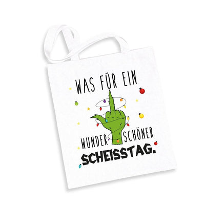 Bild: Baumwolltasche - Grinch - Was für ein wunderschöner Scheisstag. (Mittelfinger) Geschenkidee