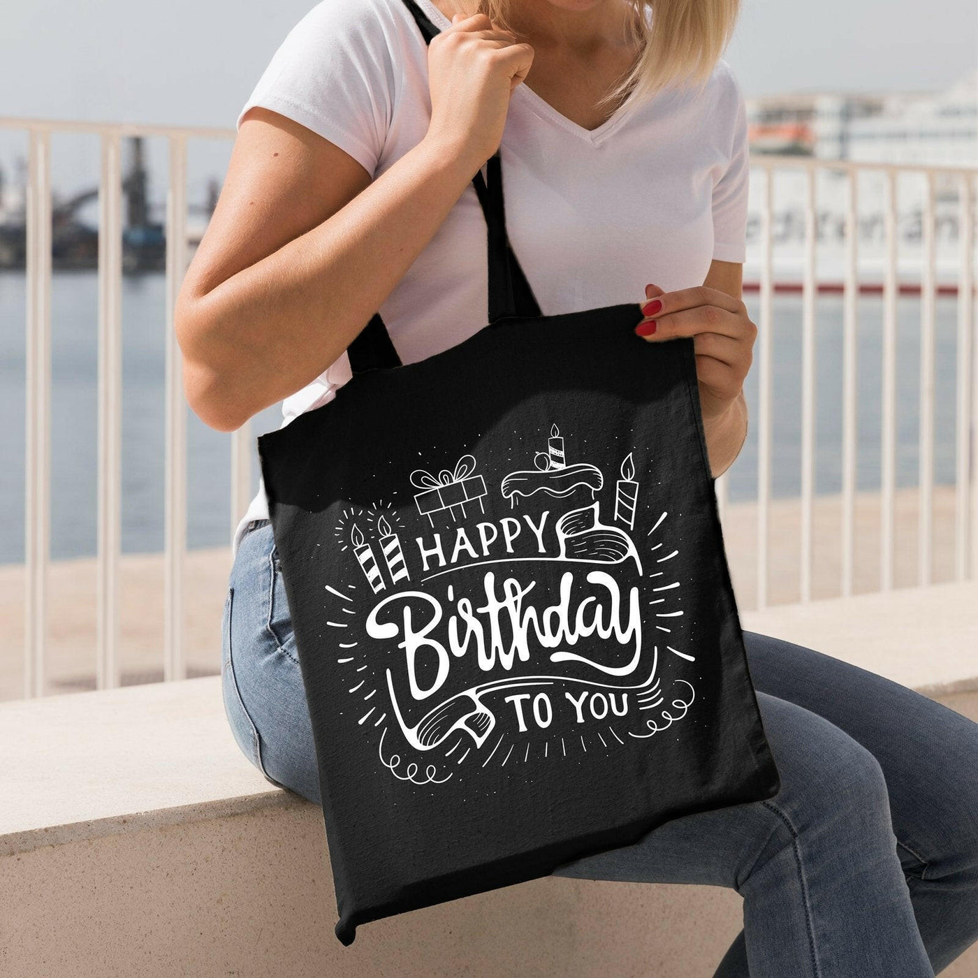 Bild: Baumwolltasche - Happy Birthday Geschenkidee