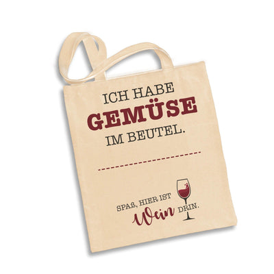 Bild: Baumwolltasche - Ich habe Gemüse im Beutel. Spaß, hier ist Wein drin. Geschenkidee