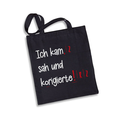 Bild: Baumwolltasche - Ich kam sah und korigierte Geschenkidee