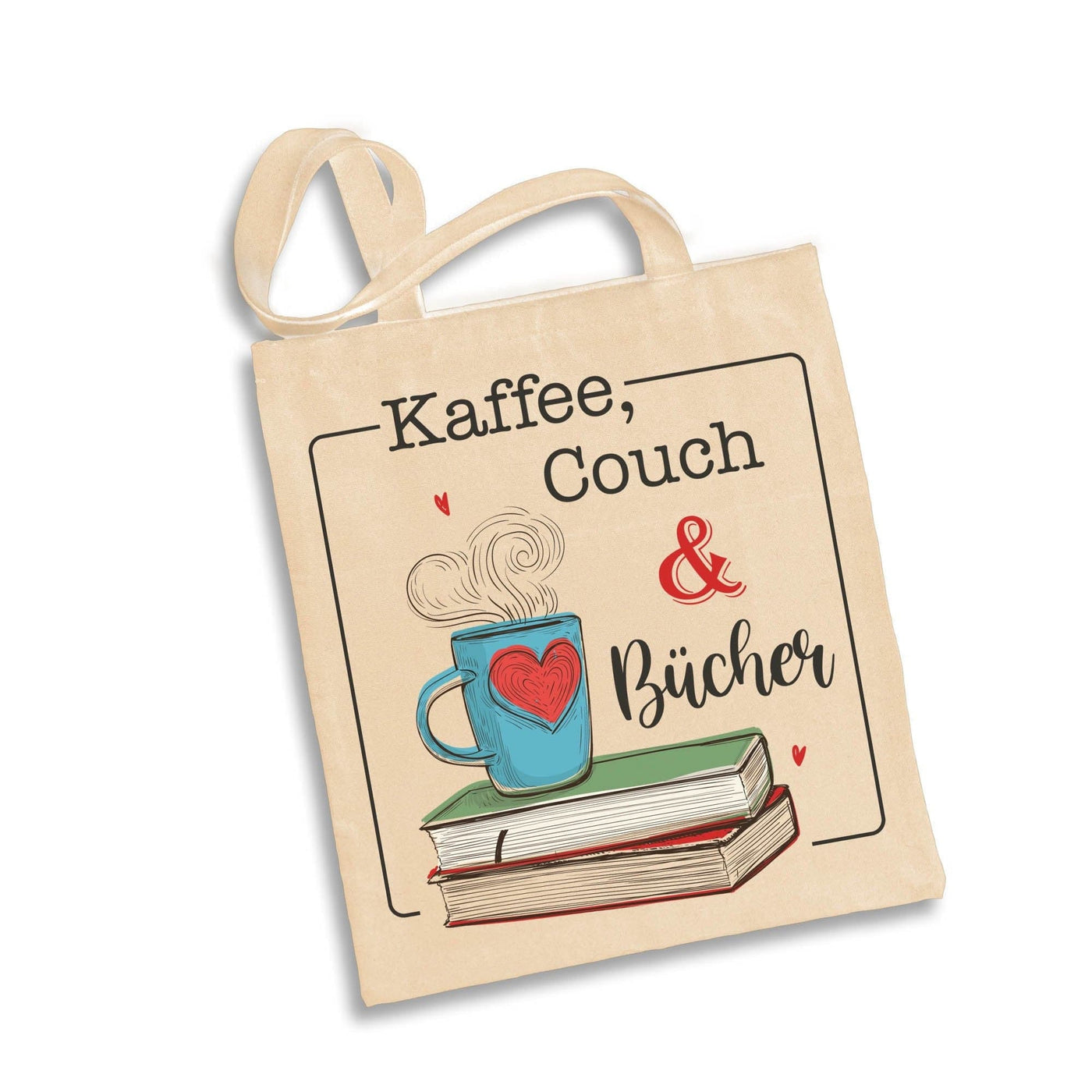 Bild: Baumwolltasche - Kaffee, Couch und Bücher. Geschenkidee