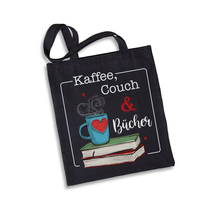 Bild: Baumwolltasche - Kaffee, Couch und Bücher. Geschenkidee