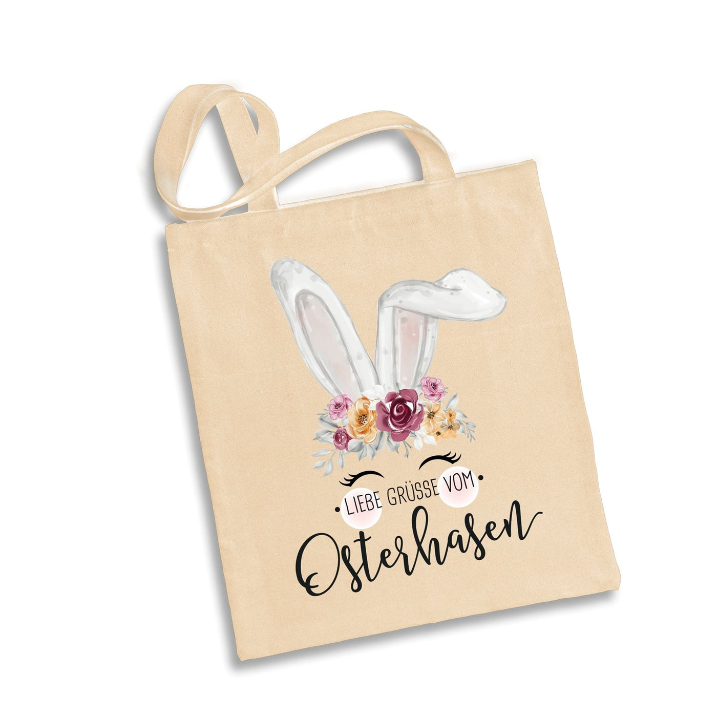 Bild: Baumwolltasche - Liebe Grüsse vom Osterhasen (Hase Blumenkranz) Geschenkidee