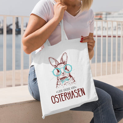 Bild: Baumwolltasche - Liebe Grüsse vom Osterhasen (Hase Brille) Geschenkidee