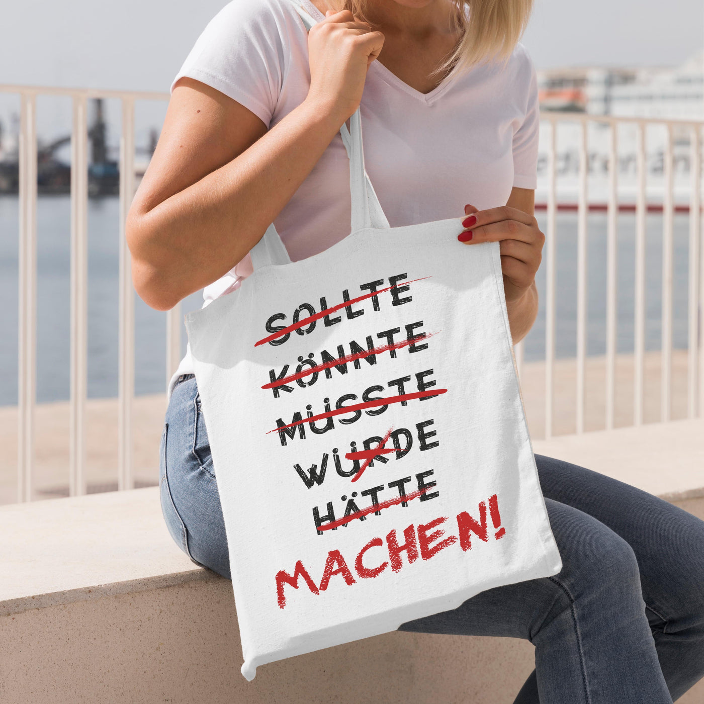 Bild: Baumwolltasche - Motivationsspruch - Machen! Geschenkidee