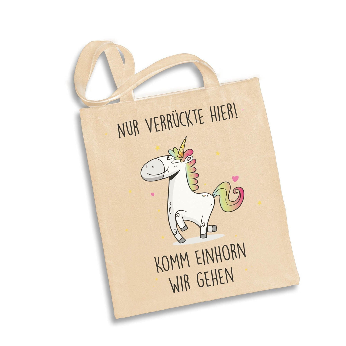 Bild: Baumwolltasche - Nur Verrückte hier! Komm Einhorn wir gehen. Geschenkidee