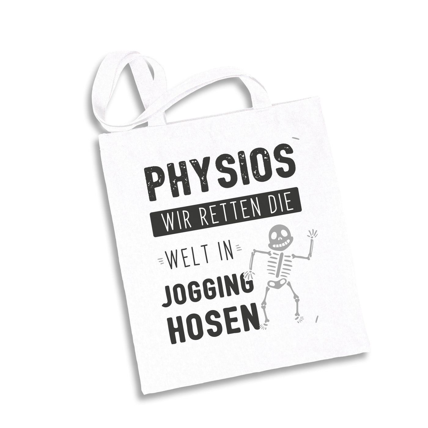 Bild: Baumwolltasche - Physios Wir retten die Welt in Jogginghosen Geschenkidee