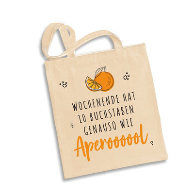 Bild: Baumwolltasche - Wochenende hat 10 Buchstaben. Genauso wie Aperoooool Geschenkidee