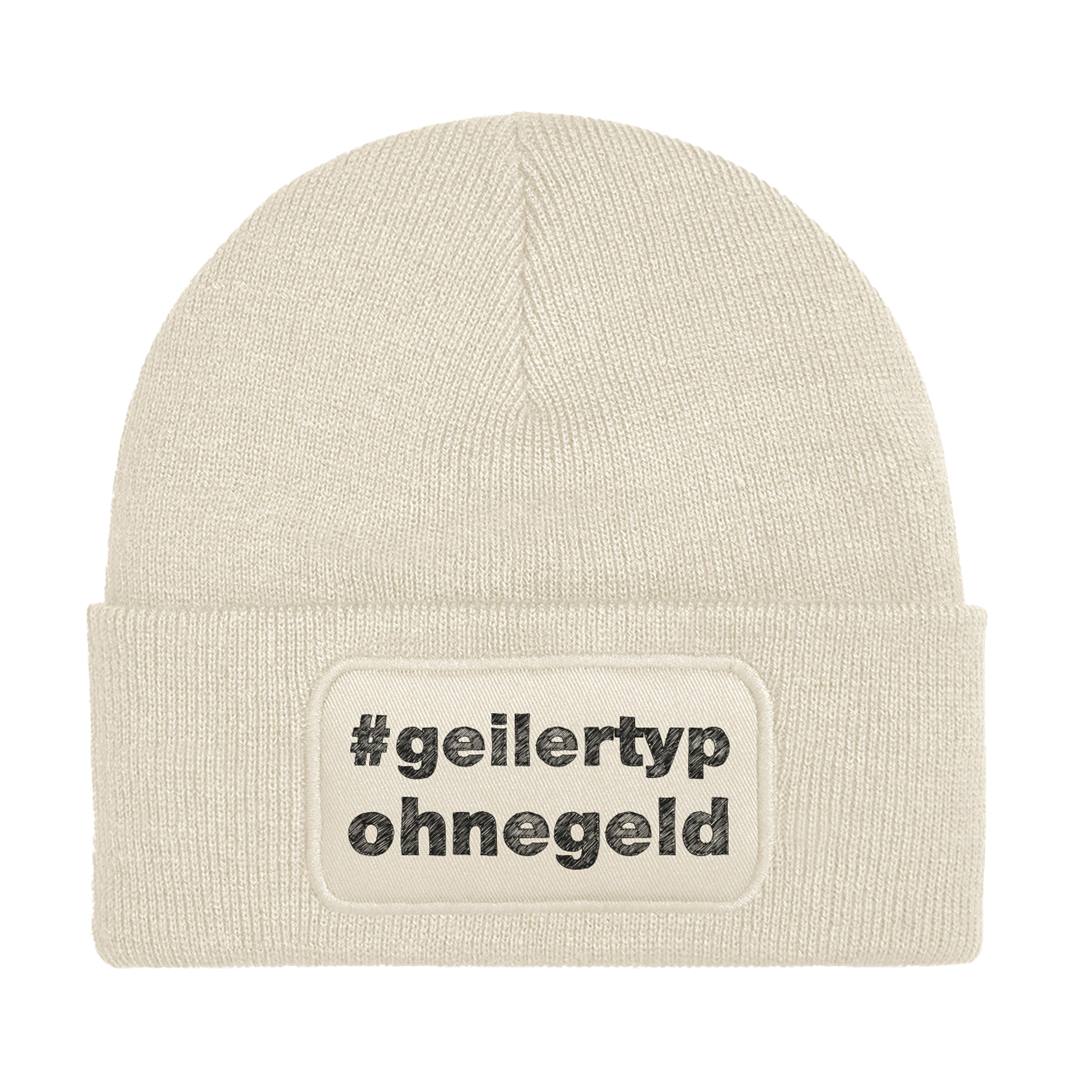 Bild: Beanie Mütze - #geilertypohnegeld Geschenkidee