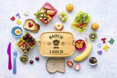Bild: Brotdose - Bauch statt Lauch - Edelstahl mit Bambusdeckel Geschenkidee