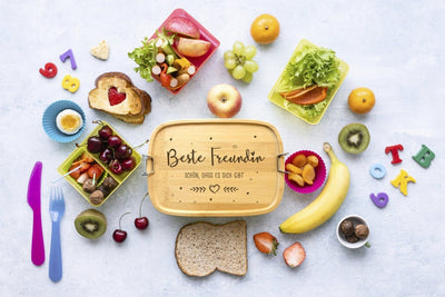 Bild: Brotdose - Beste Freundin Schön, dass es Dich gibt - Edelstahl mit Bambusdeckel Geschenkidee