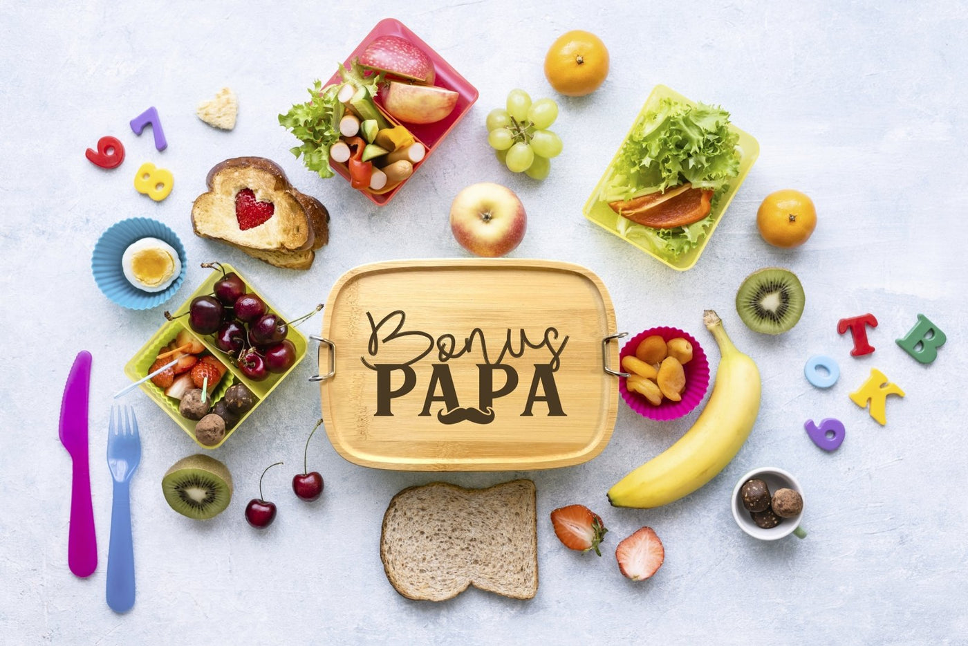 Bild: Brotdose - Bonus Papa - Edelstahl mit Bambusdeckel Geschenkidee