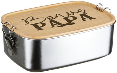 Bild: Brotdose - Bonus Papa - Edelstahl mit Bambusdeckel Geschenkidee