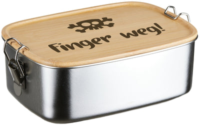 Bild: Brotdose - Finger weg! Totenkopf - Edelstahl mit Bambusdeckel Geschenkidee