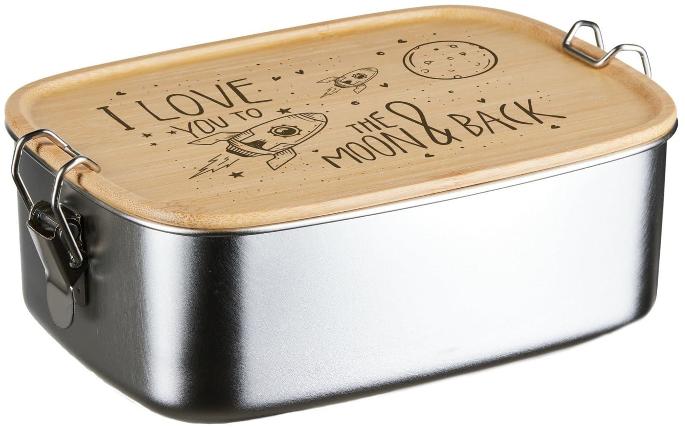 Bild: Brotdose - I love you to the moon & back - Edelstahl mit Bambusdeckel Geschenkidee