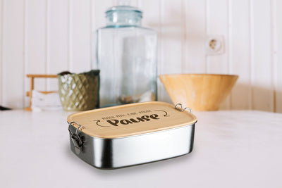 Bild: Brotdose - Mach mal eine Pause - Edelstahl mit Bambusdeckel Geschenkidee