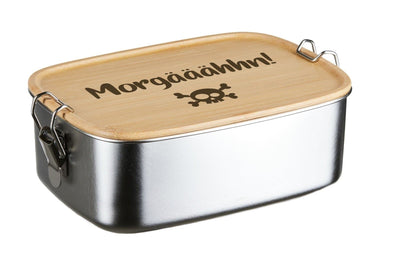Bild: Brotdose - Morgääähhn! Totenkopf - Edelstahl mit Bambusdeckel Geschenkidee